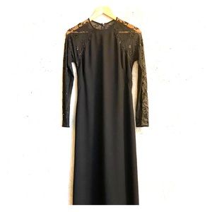 Beaded Long Sleeve Black Kay Unger Gown